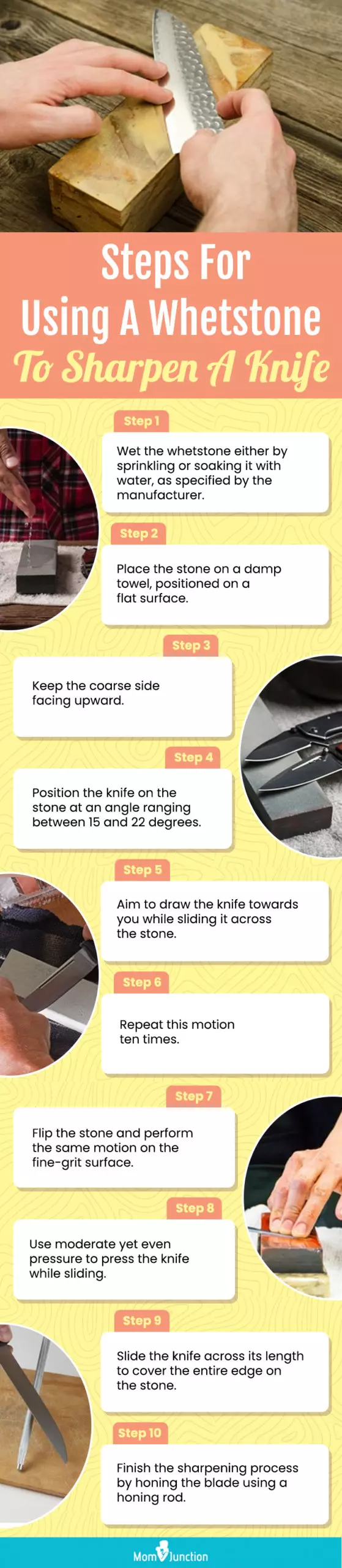 Steps For Using A Whetstone To Sharpen A Knife(infographic)