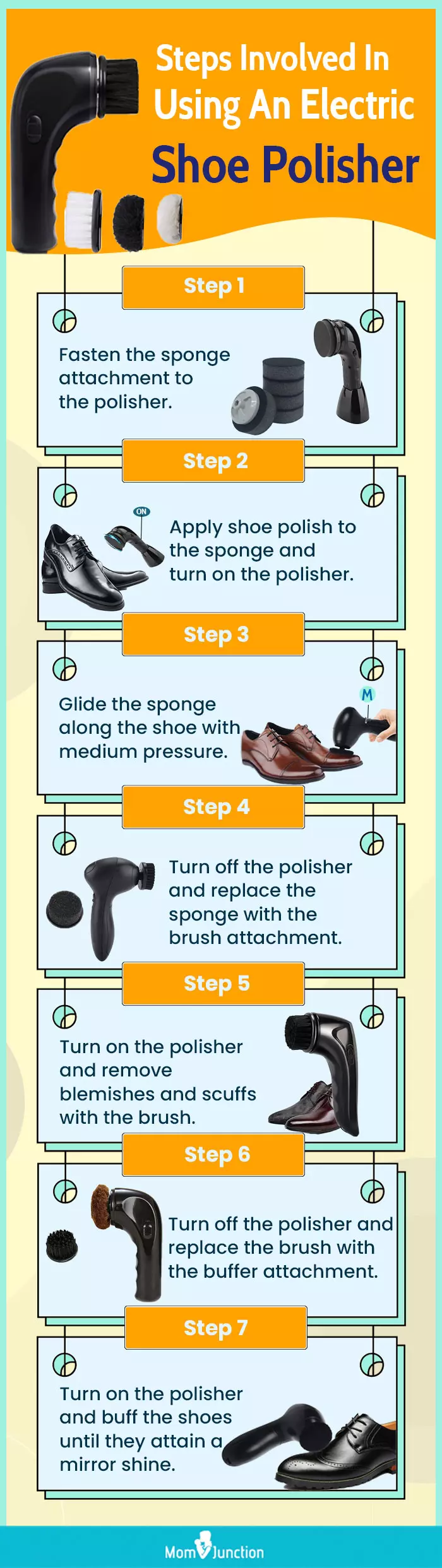 Steps Involved In Using An Electric Shoe Polisher (infographic)