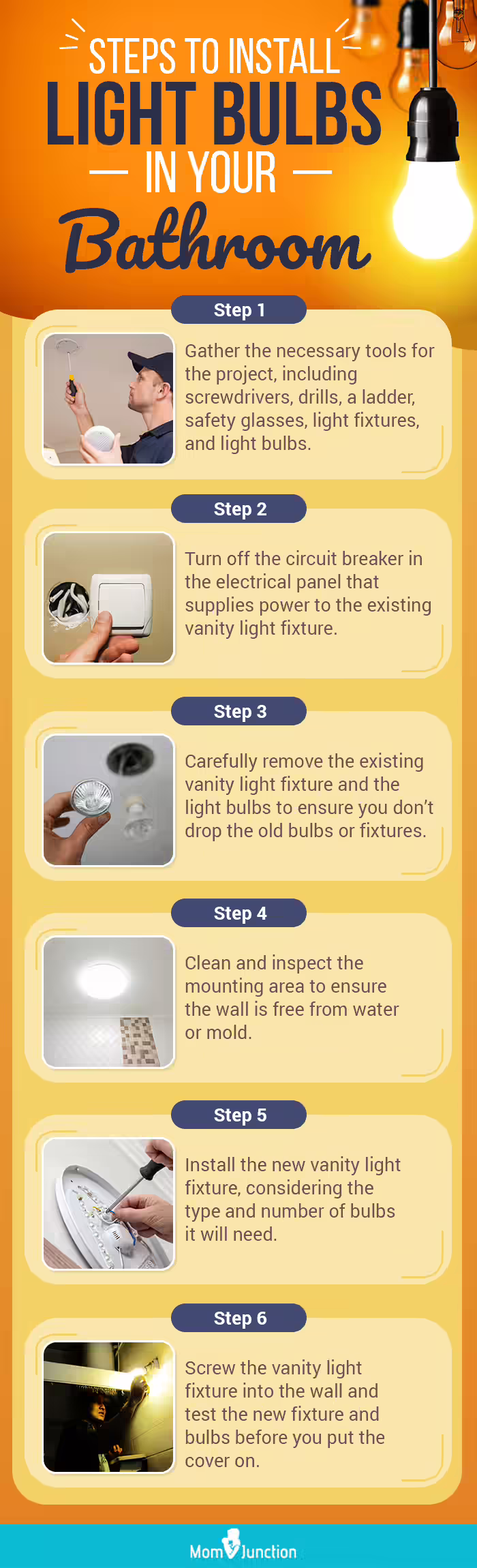 Steps To Install Light Bulbs In Your Bathroom (infographic)