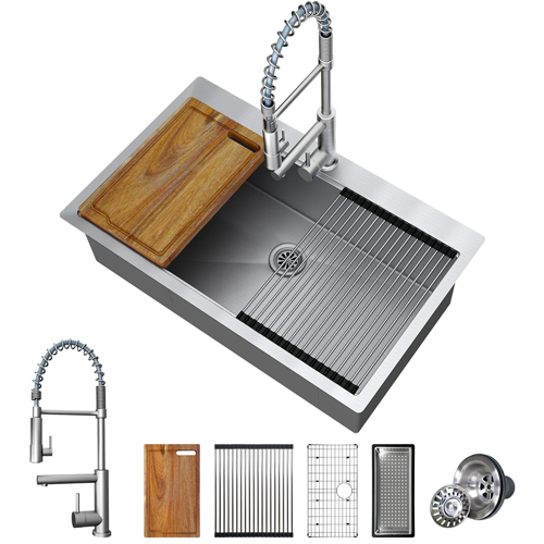 Tecasa Workstation Drop-In And Undermount Kitchen Sink