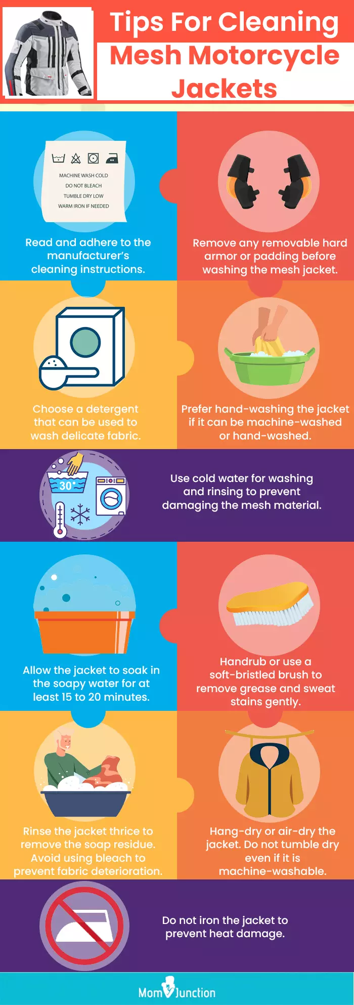 Tips For Cleaning Mesh Motorcycle Jackets. (infographic)