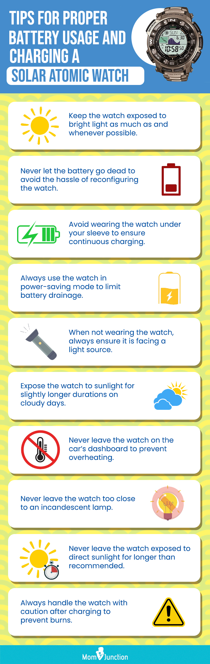 Tips For Proper Battery Usage And Charging A Solar Atomic Watch (infographic)