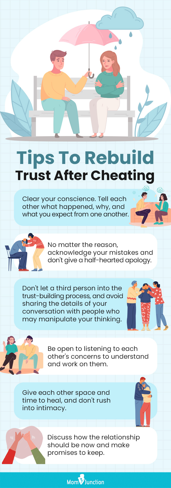 tips to rebuild trust after cheating (infographic)