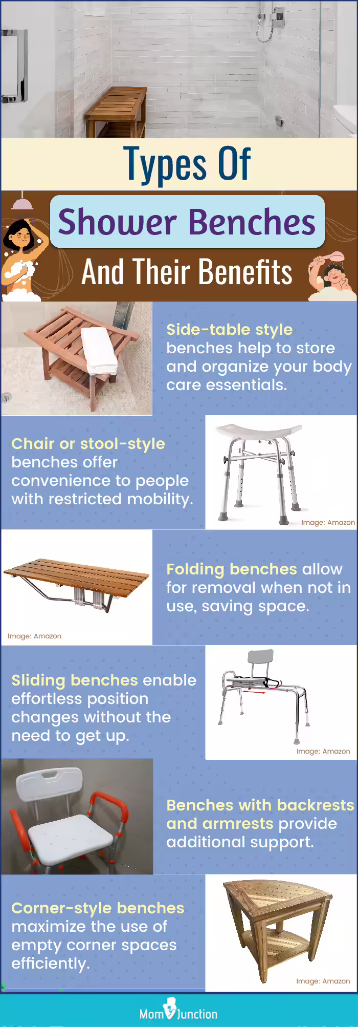 Types Of Shower Benches And Their Benefits (infographic)