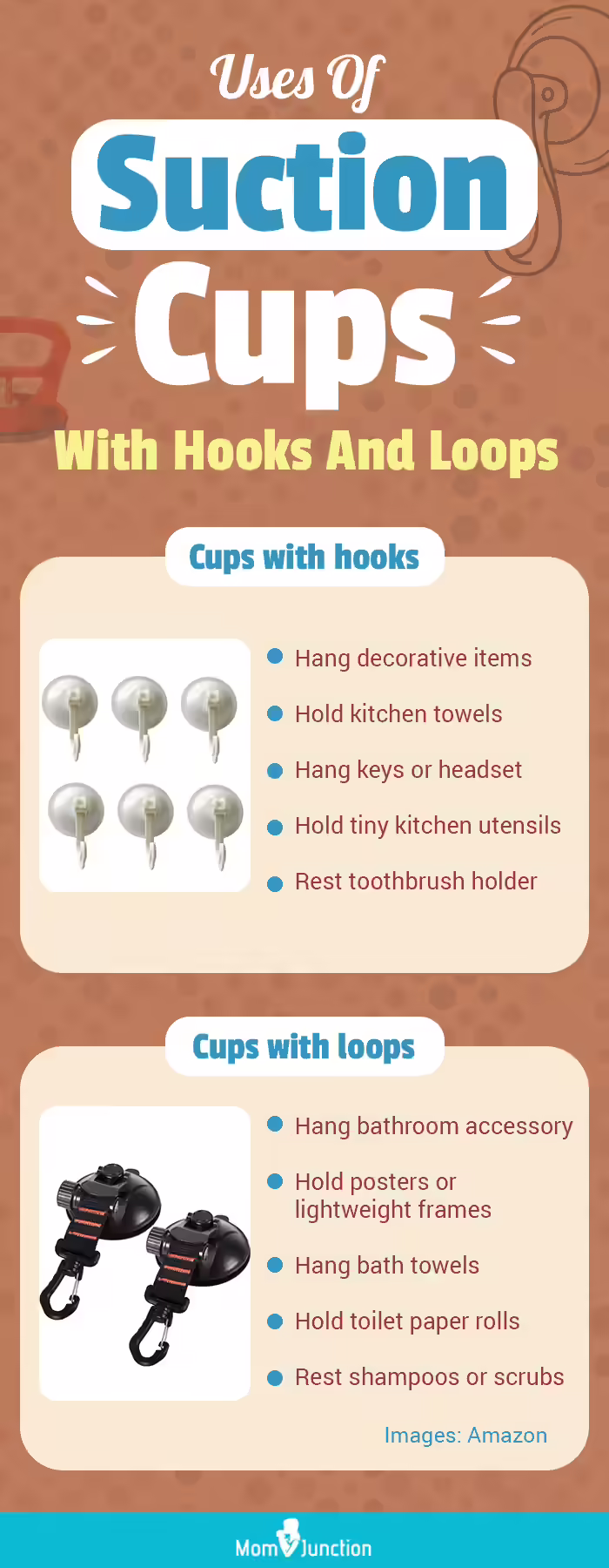 Uses Of Suction Cups With Hook And Loops (infographic)