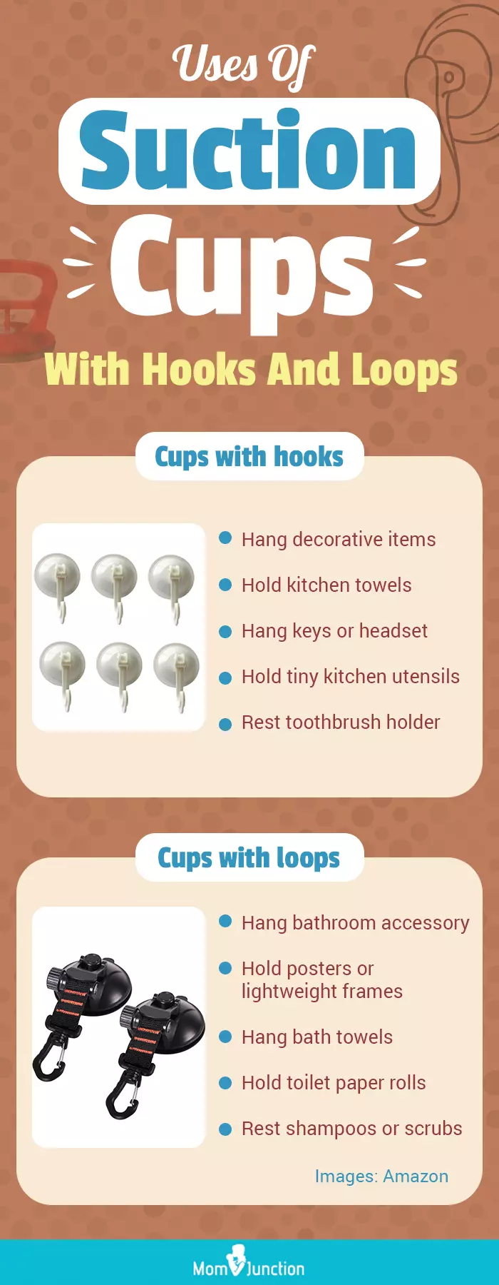 Uses Of Suction Cups With Hook And Loops (infographic)