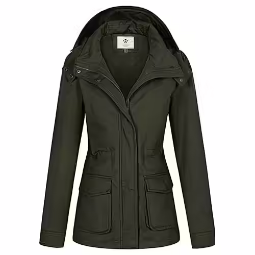 WenVen Women&rsquo;s Casual Military Hooded Anoraks Jacket with Drawstring