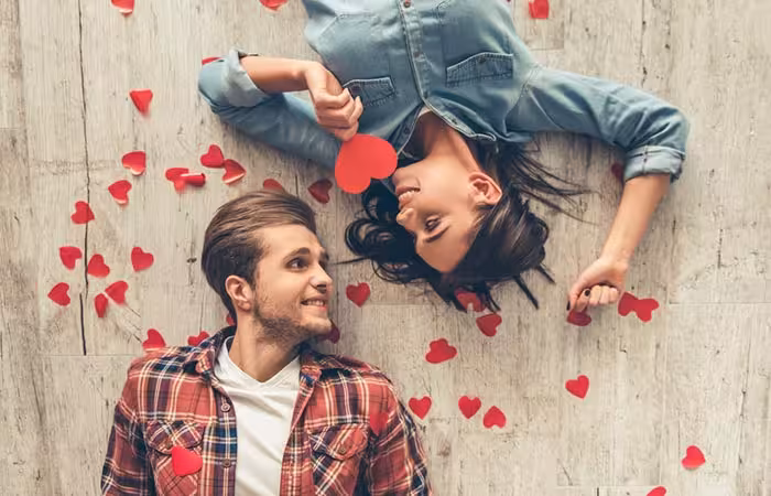 Couple looking at each other with love