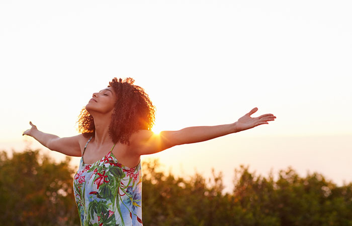 Woman practicing self-care