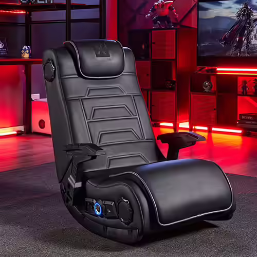 X Rocker Pro Series H3 Black Leather Vibrating Floor Video Gaming Chair