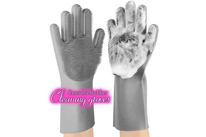 anzoee Reusable Silicone Scrubbing Dishwashing Gloves