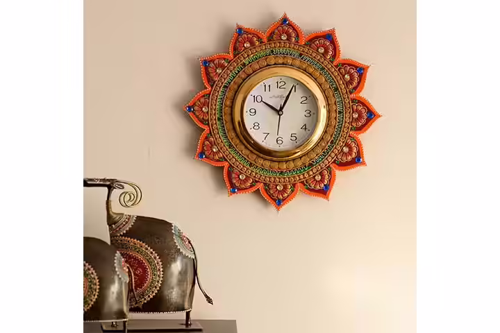 eCraft India Wooden and Papier-Mache Wall Clock