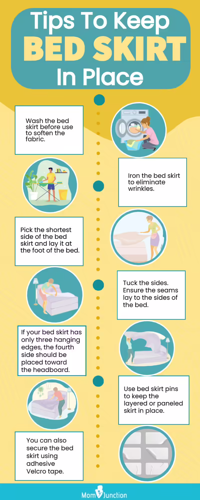 tips to keep bed skirt in place (infographic)