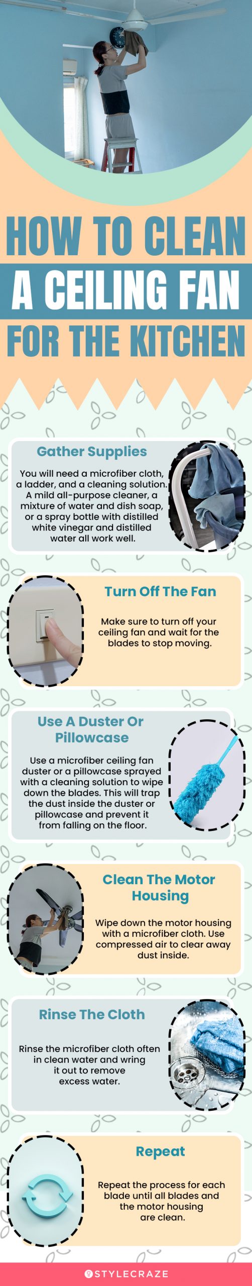 How To Clean A Ceiling Fan (infographic)