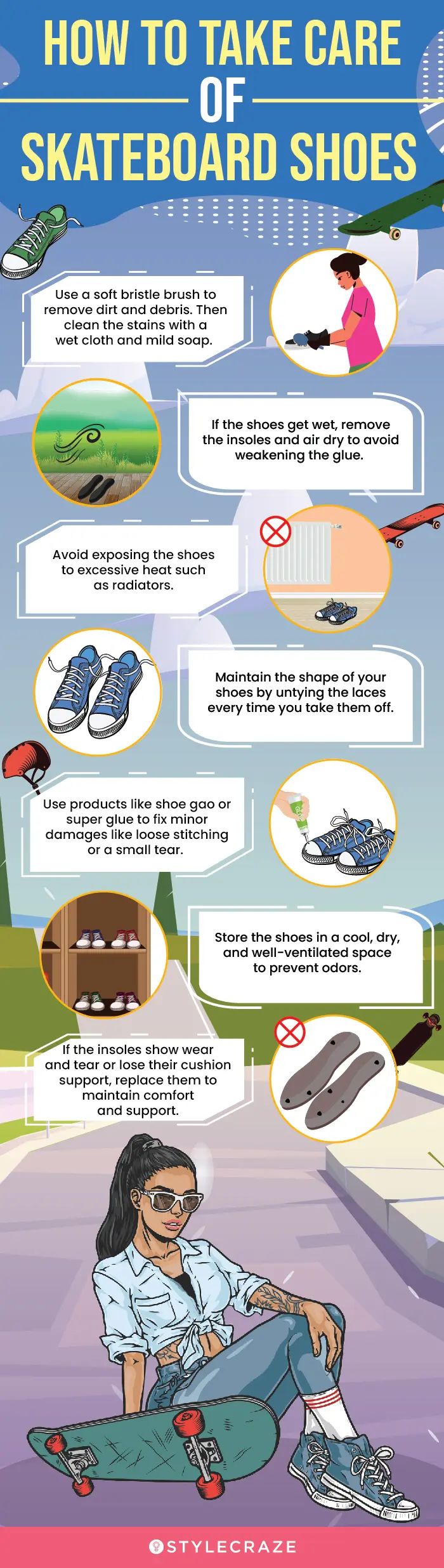 How To Take Care Of Skateboard Shoes (infographic)