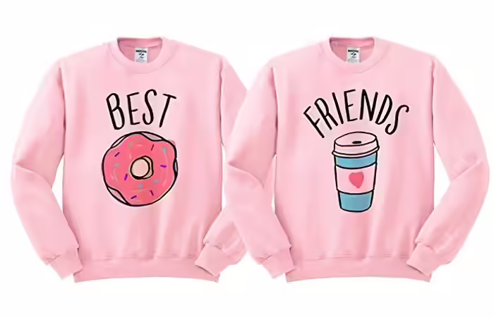Donut Coffee Duo Sweatshirt TeesAndTankYou Best Friends Donut Coffee Duo Sweatshirt