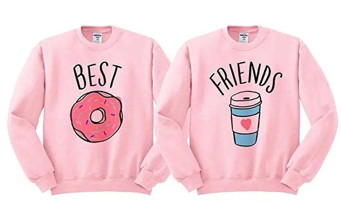 TeesAndTankYou Best Friends Donut Coffee Duo Sweatshirt