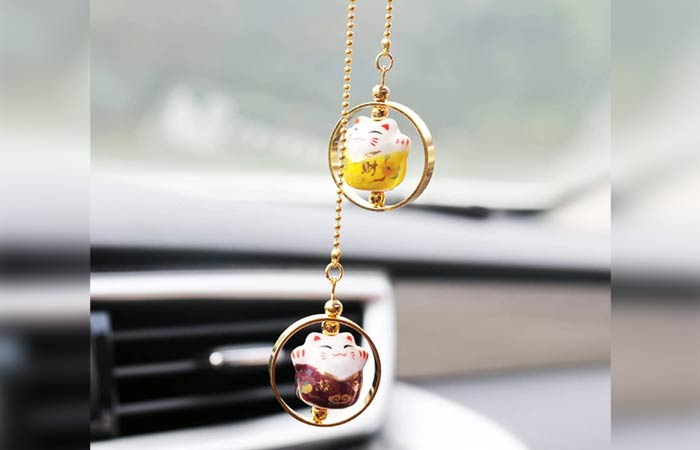 YGMONER Lucky Cat Car Charm Pendant