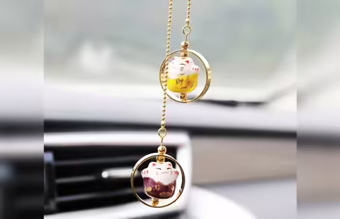 YGMONER Lucky Cat Car Charm Pendant