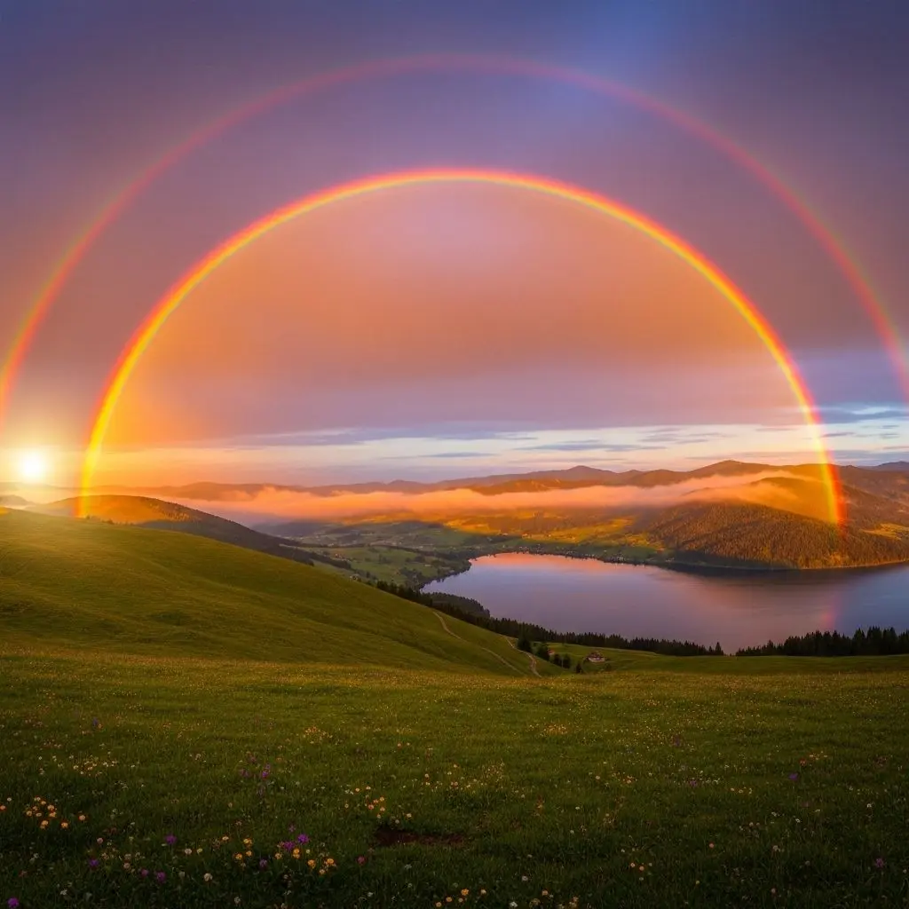 Paired arcs in the sky invite reflection on change and connections beyond the visible.