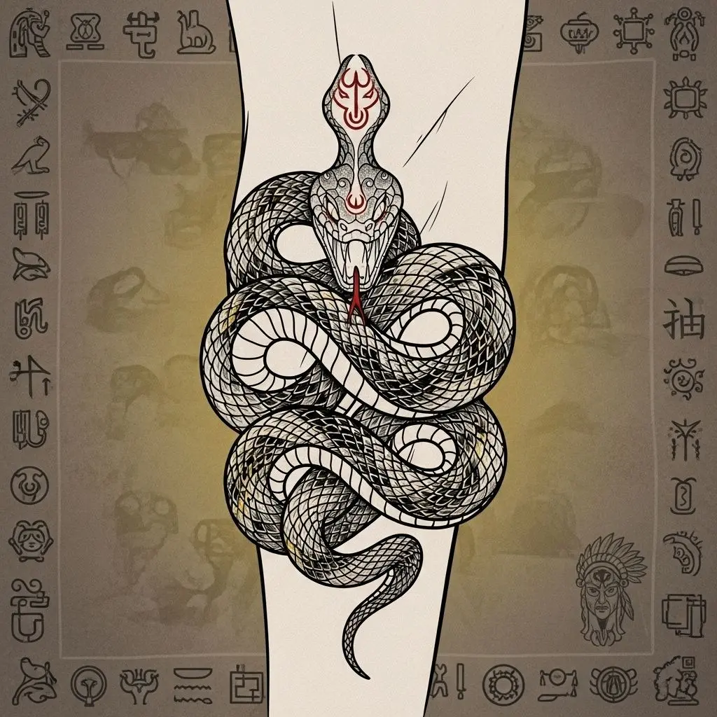 Serpents in ink bridge ancient myth and personal rebirth through inventive artistry.