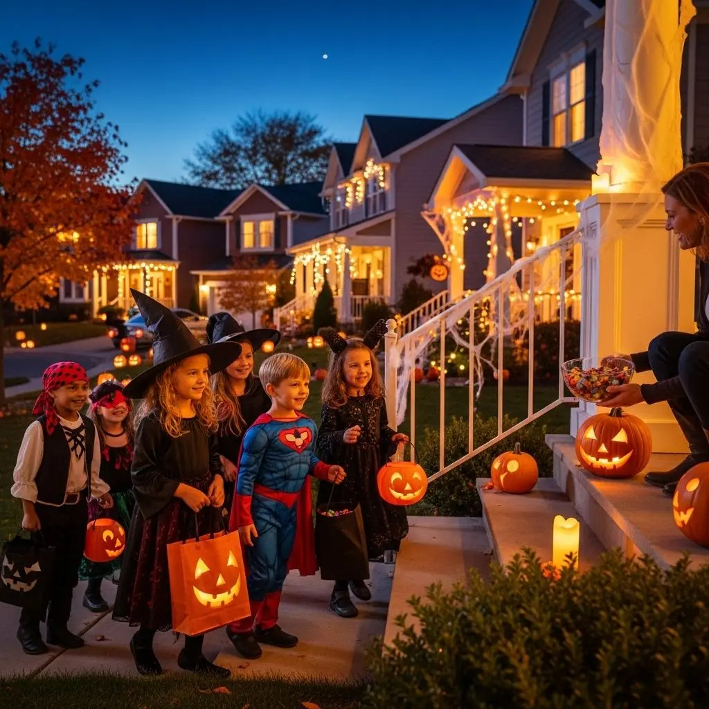 Bright costumes and clear routes bring families together for a magical Halloween stroll.