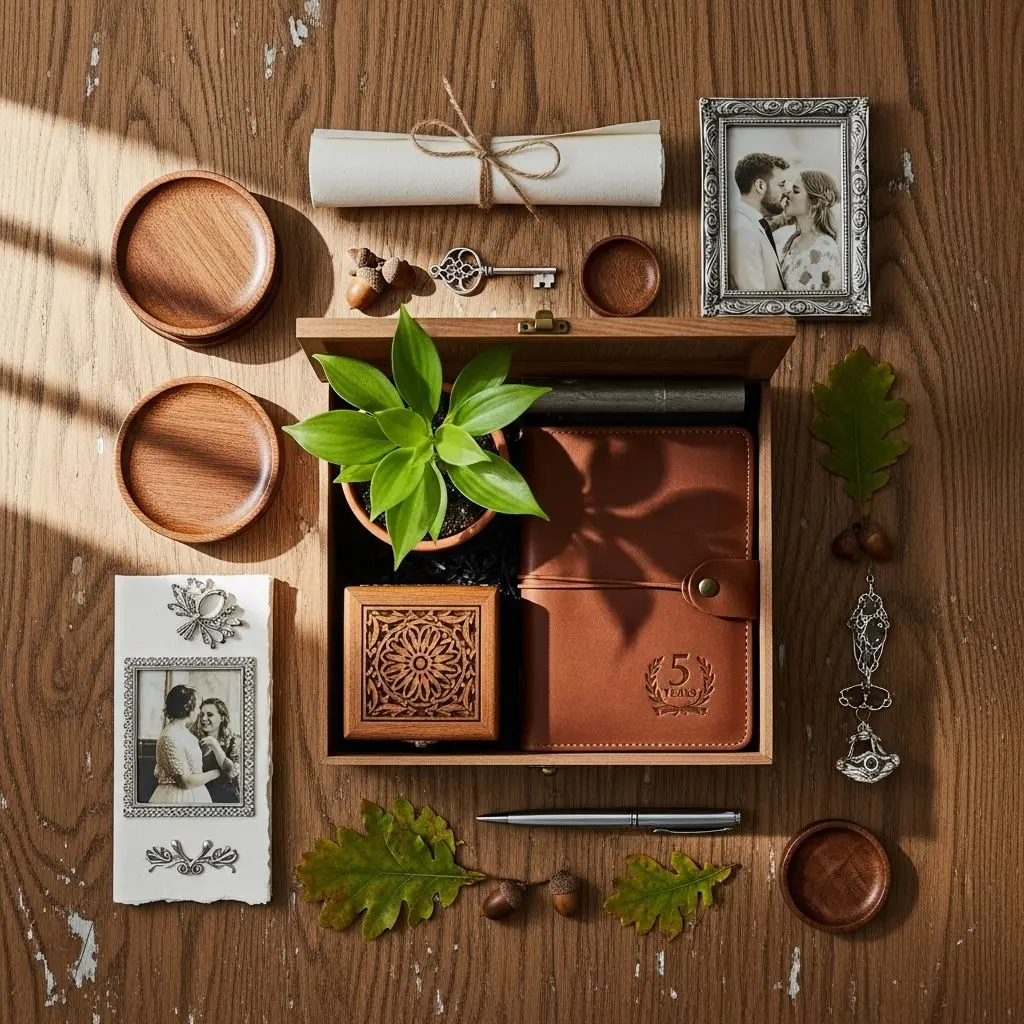 Discover 5th wedding anniversary traditions, wood-themed gifts, celebration ideas, and creative ways to honor five years of marriage.