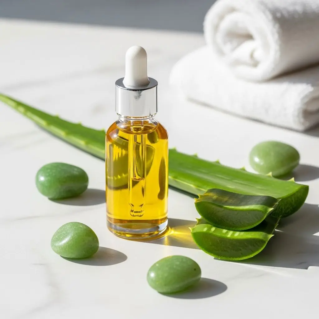 Unlock holistic skin, hair, and wellness with the ancient natural remedy of aloe vera oil, packed with nutrients and soothing properties.