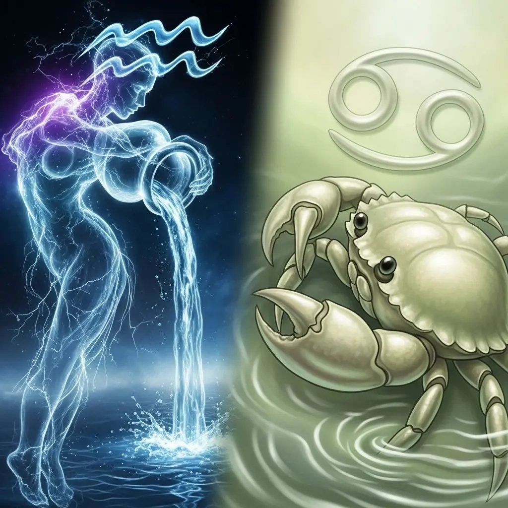 Explore the unique dynamics, challenges, and harmony of Aquarius and Cancer relationships in love and friendship.