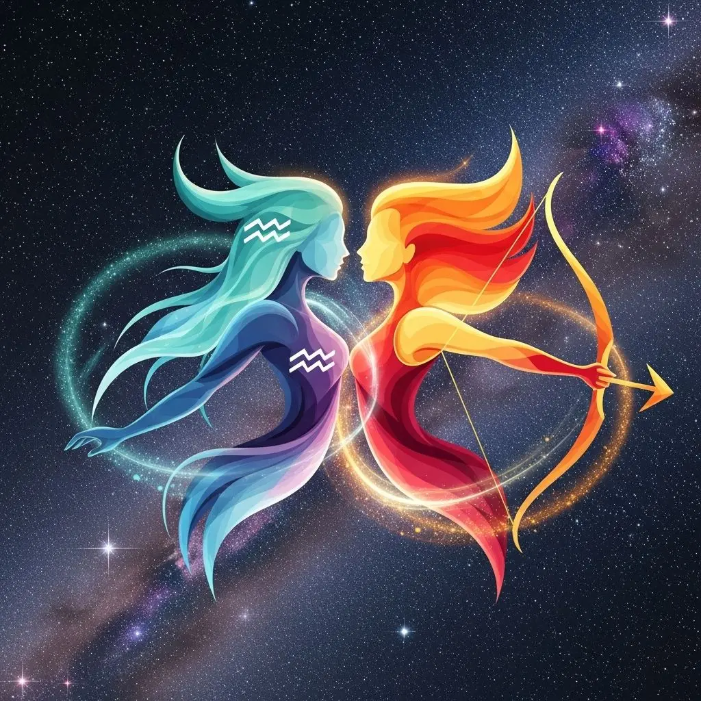 Explore the dynamic chemistry of Aquarius and Sagittarius, from romance and marriage to friendship and emotional harmony.