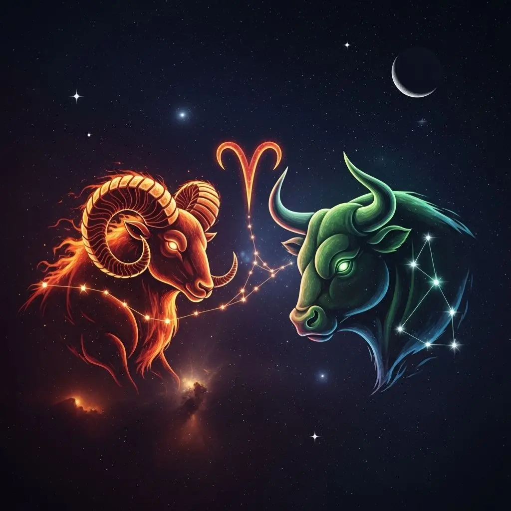Exploring the dynamic relationship between Aries and Taurus, filled with passion and challenges.