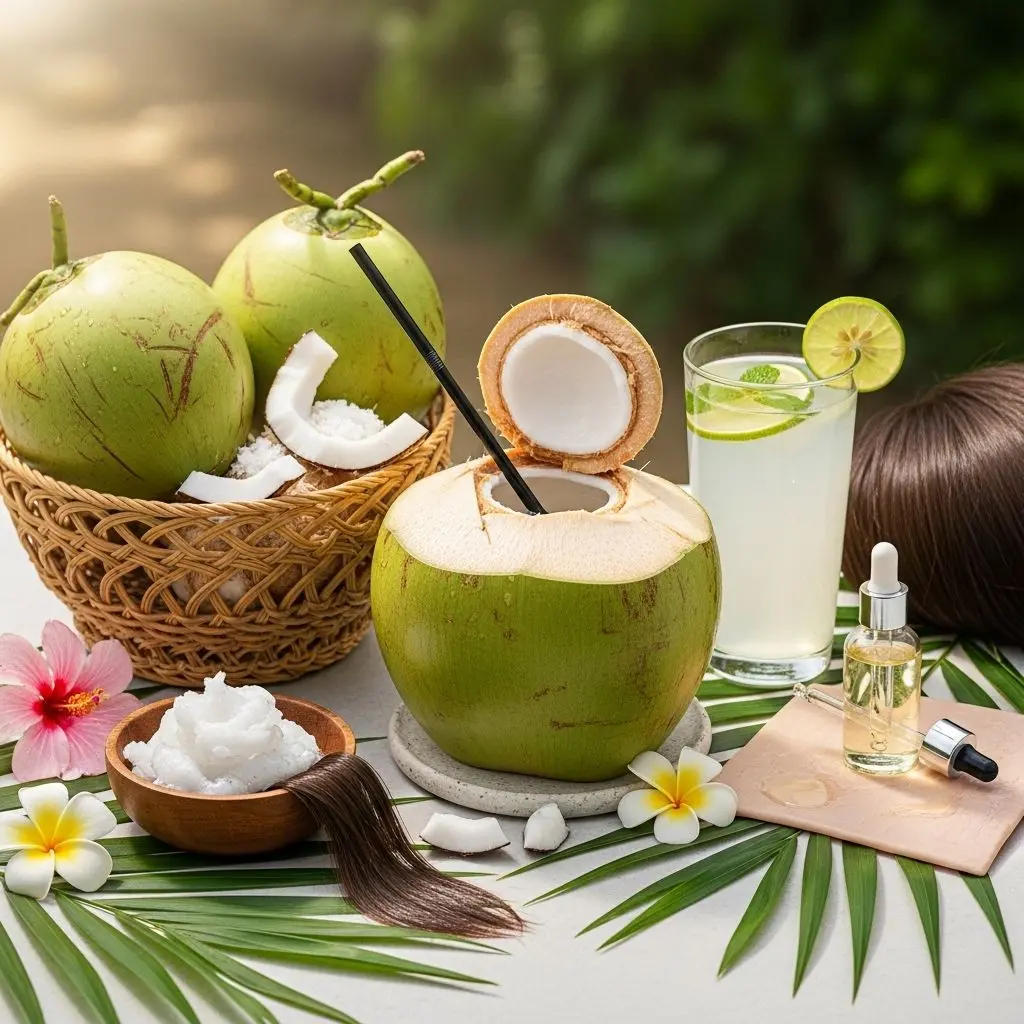 Unlock radiant skin, lustrous hair, and vibrant health with the natural wonders of coconut water—nature’s ultimate hydrating elixir.