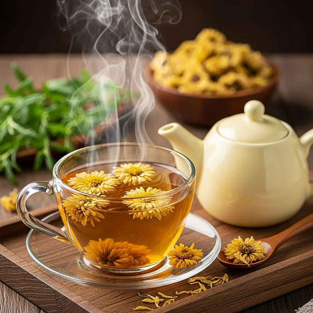 Explore the history, health benefits, nutrition, uses, precautions, and FAQs about chrysanthemum tea for holistic wellness.