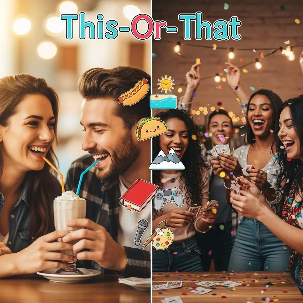 Spark entertaining and meaningful conversations with 400+ engaging this-or-that questions for couples, friends, and families.