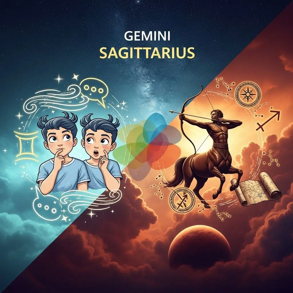 Explore the passionate, adventurous, and dynamic compatibility between Gemini and Sagittarius, from romance and friendship to communication and challenges.