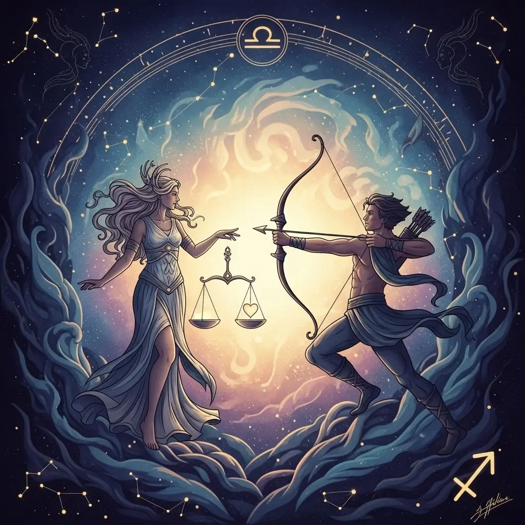 Discover the cosmic connection between Libra and Sagittarius in love and life