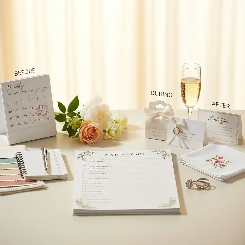 Discover every essential maid of honor duty, from pre-wedding planning to post-wedding tasks, and support the bride with confidence and style.