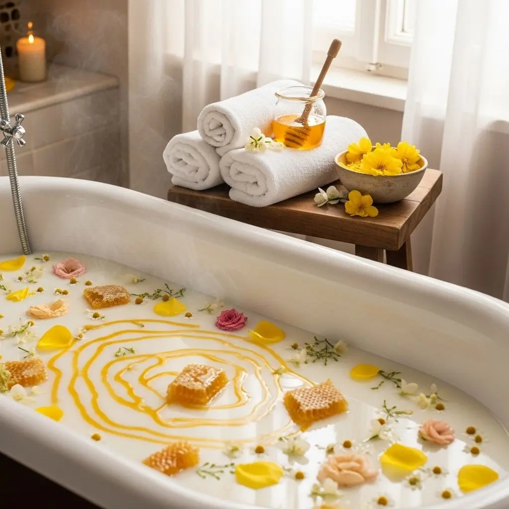 Explore the rejuvenating secrets of milk and honey baths for radiant, healthy, and nourished skin.