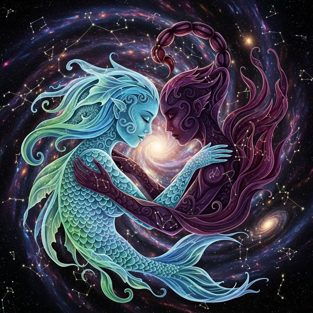 Explore the deep, sensitive, and transformative connection between Pisces and Scorpio in love, friendship, sex, and everyday life.