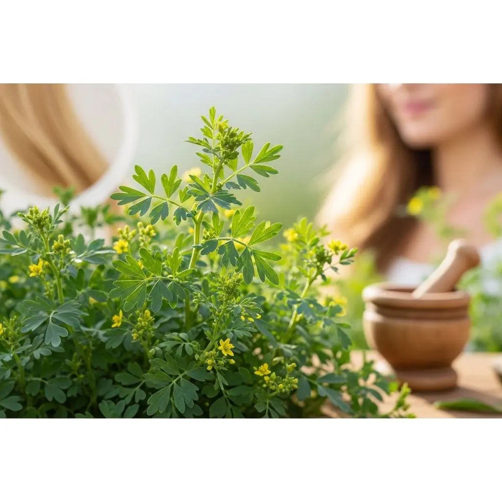 Unlock the traditional uses and science-backed benefits of rue herb for glowing skin, strong hair, and holistic health.