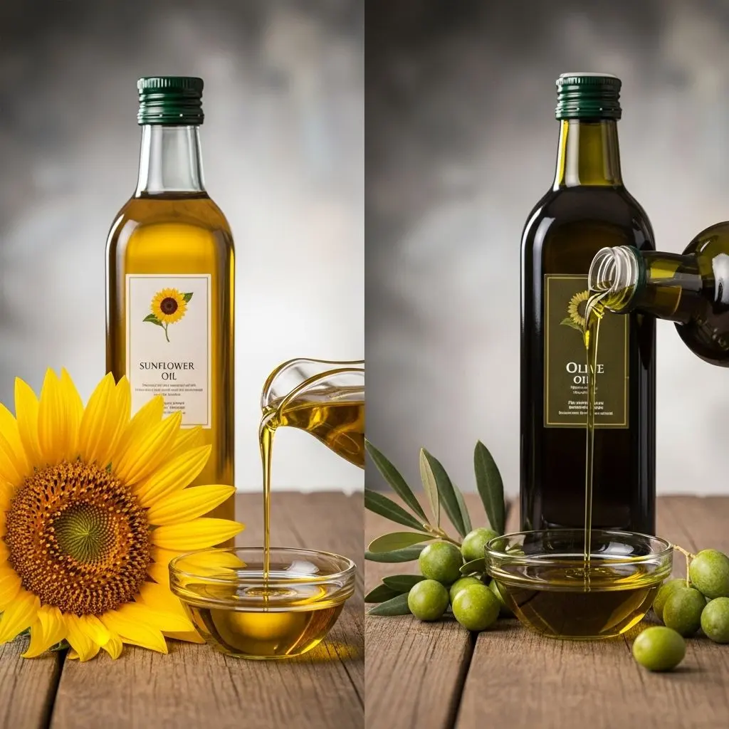 Uncover the differences in nutrition, health benefits, and culinary uses between sunflower oil and olive oil before choosing the best oil for your kitchen.