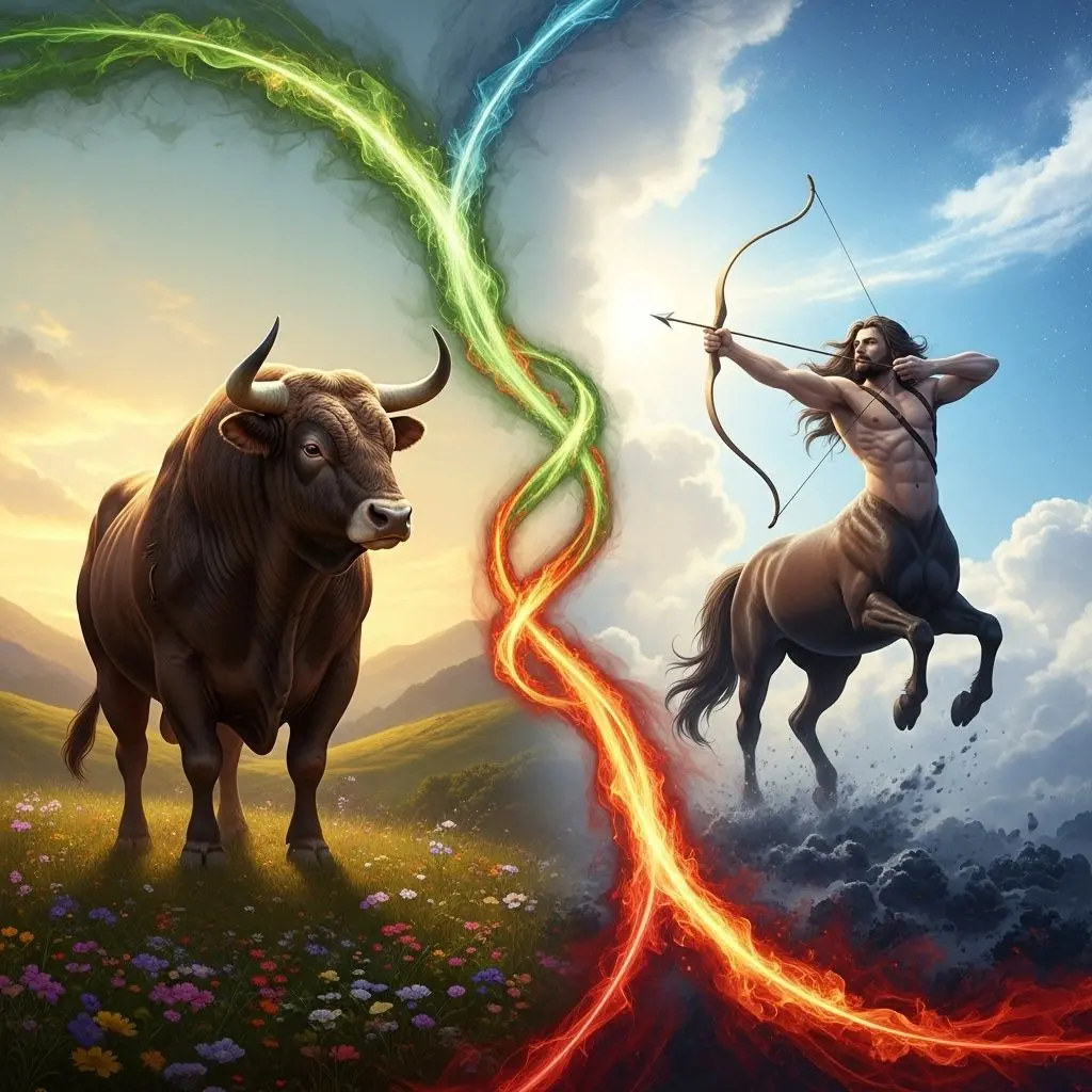 Explore the complex dynamics between Taurus and Sagittarius in love, romance, sex, friendship, and life partnerships.