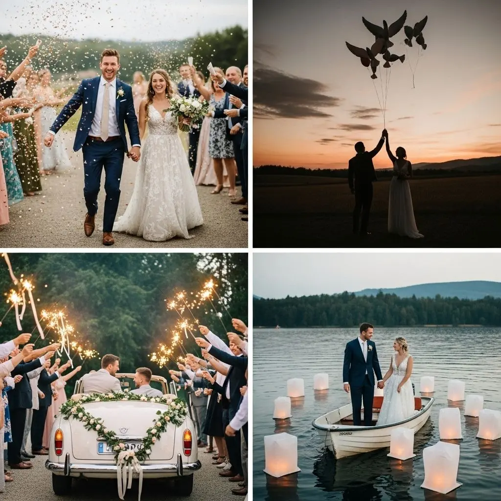 Discover 45 creative wedding send-off ideas to make your exit unforgettable, from classic sparklers to whimsical showstoppers.