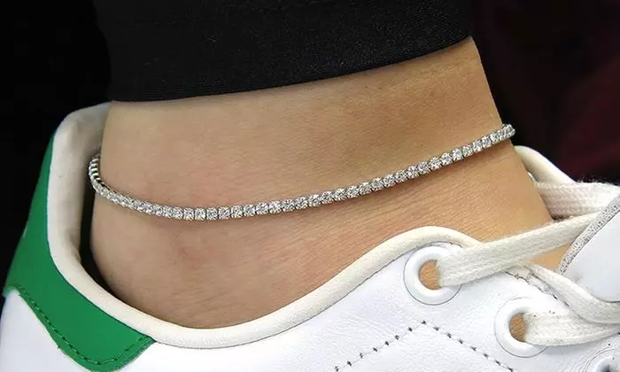  NYC Sterling Women Sterling Silver Cubic Zirconia Anklet Bracelet