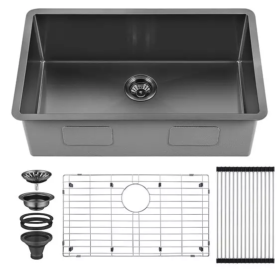 AguaStella AS3018MB Gunmetal Black Stainless Steel Undermount Kitchen Sink