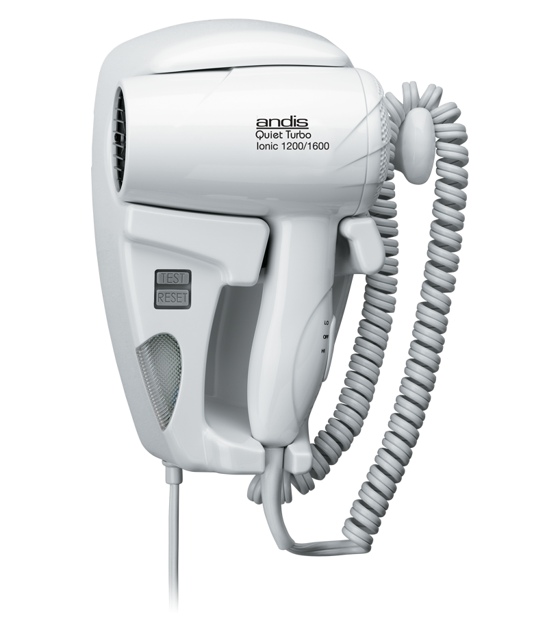 Andis 30975 1600-Watt QuietTurbo Wall Mounted HangUp Hair Dryer with Night Light, White
