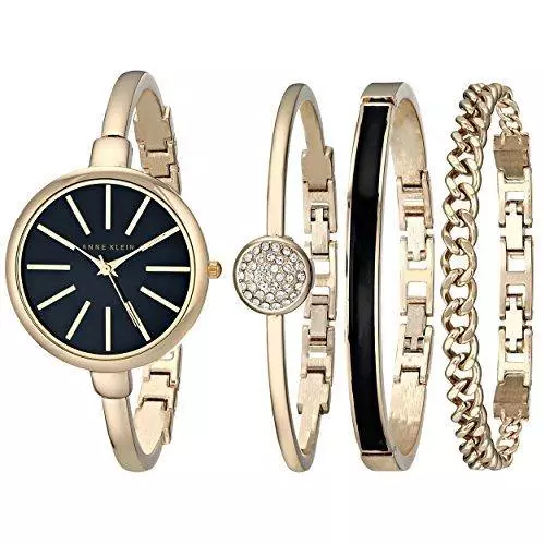 Anne Klein Women’s Bangle Watch and Swarovski Crystal Bracelet Set