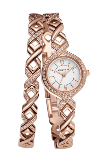 Armitron Women’s Swarovski Crystal-Accented Watch and Bracelet Set