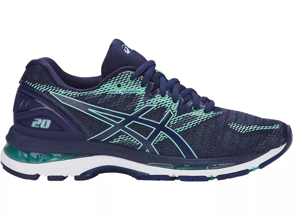 ASICS Women's GEL-Nimbus 20 Running Shoe 5 Indigo Blue/Indigo Blue/Opal Green