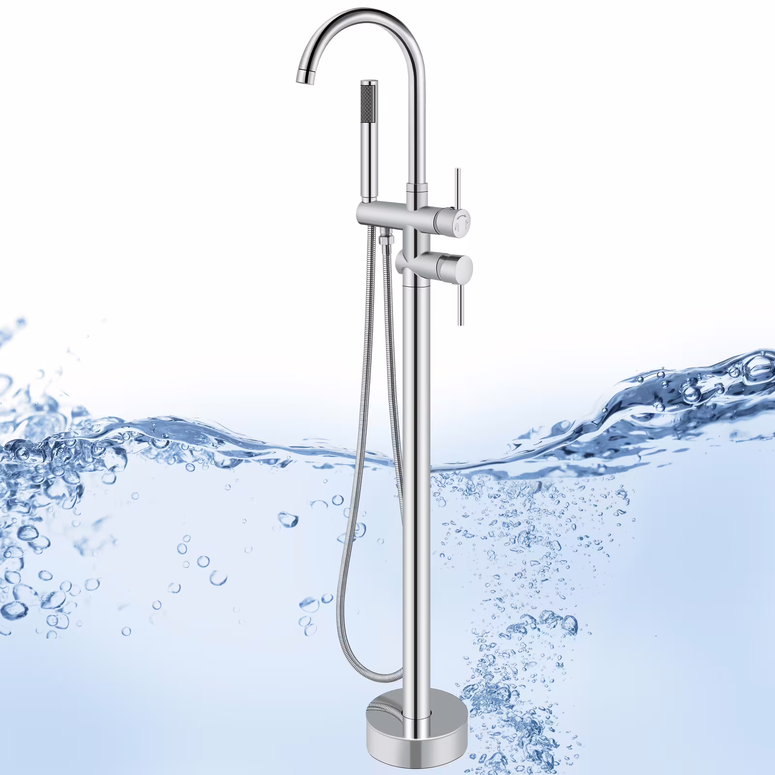 Best Crack-Proof:Aolemi Floor Mount Bathtub Faucet